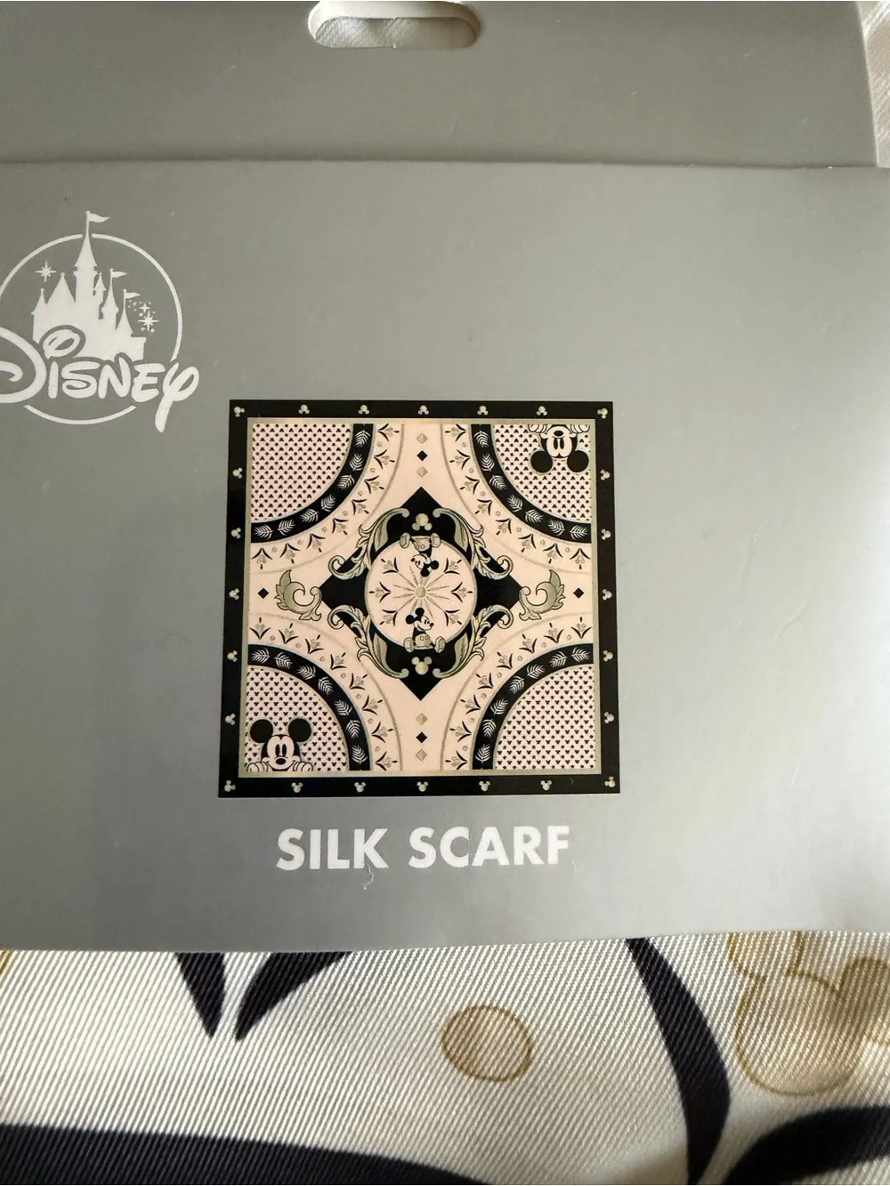 Disney Black and Cream Mickey Mouse Silk Scarf